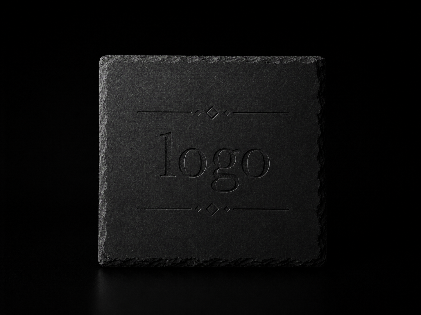 Company logo engraved into a natural slate coaster