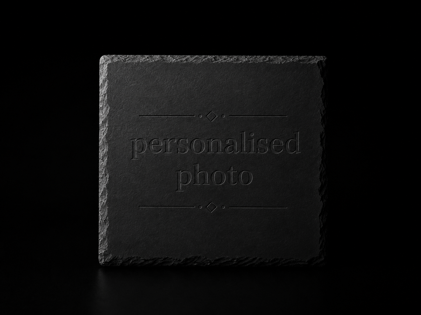 Family portrait engraved into a natural slate coaster